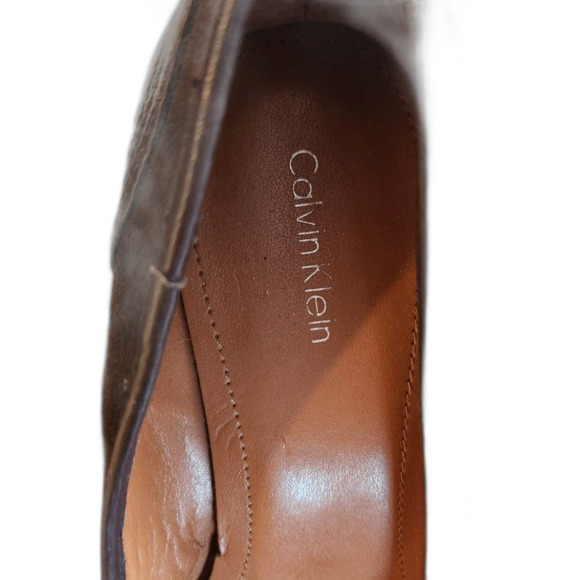 Calvin Klein brown suede wedge mule heels, size 9 - Picture 2 of 8
